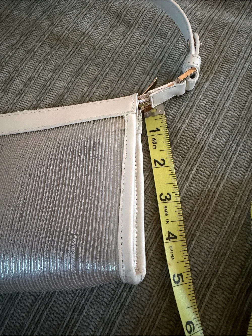 Salvatore Ferragamo White and Clear Shoulder Bag Pochette